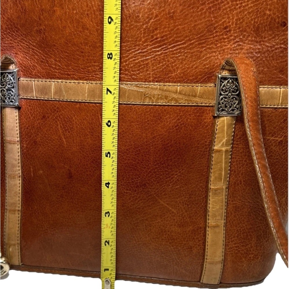 Brighton Leather Handbag Retired Brown Textured Pebbled Boxy Shoulder Bag - Picture 14 of 16